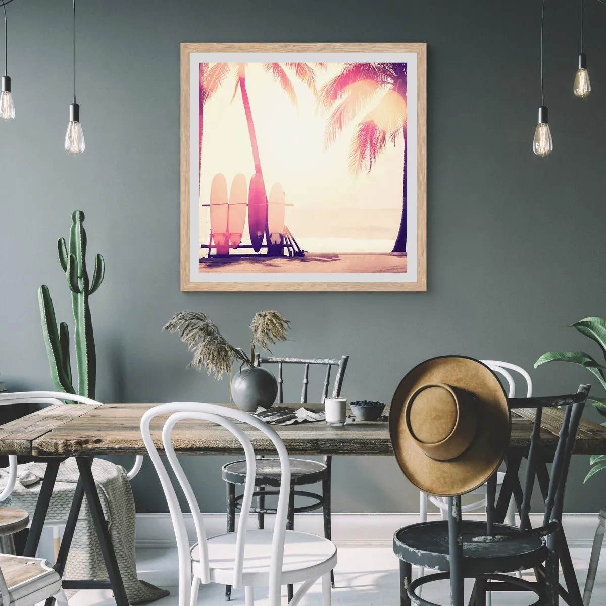 Een poster in een licht eiken lijst - Het wordt een geweldige dag - 40x40 cm