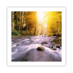 Poster - Malachiet in een zilveren en gouden lijst - 50x50 cm