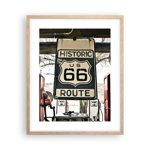 Een poster in een licht eiken lijst - Amerikaanse retro reis - 40x50 cm