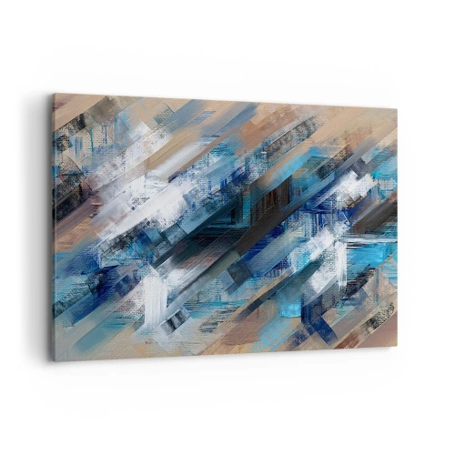 Schilderen op canvas - Op een blauwe diagonaal - 100x70 cm