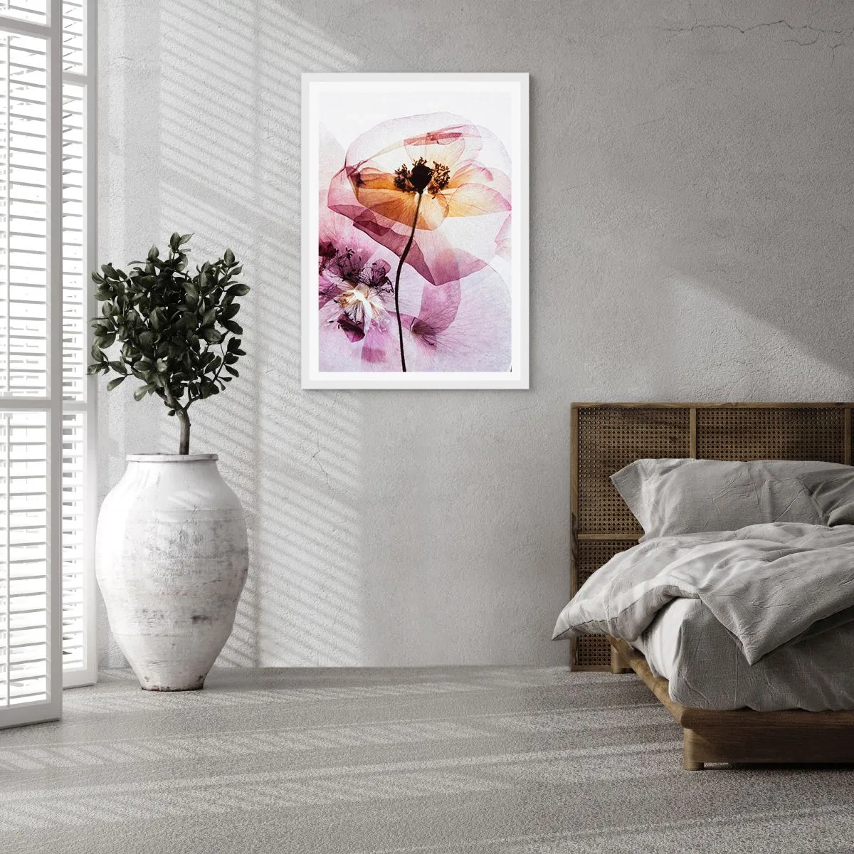 Poster in een witte lijst - Transparante lichaamsbloemen - 40x50 cm
