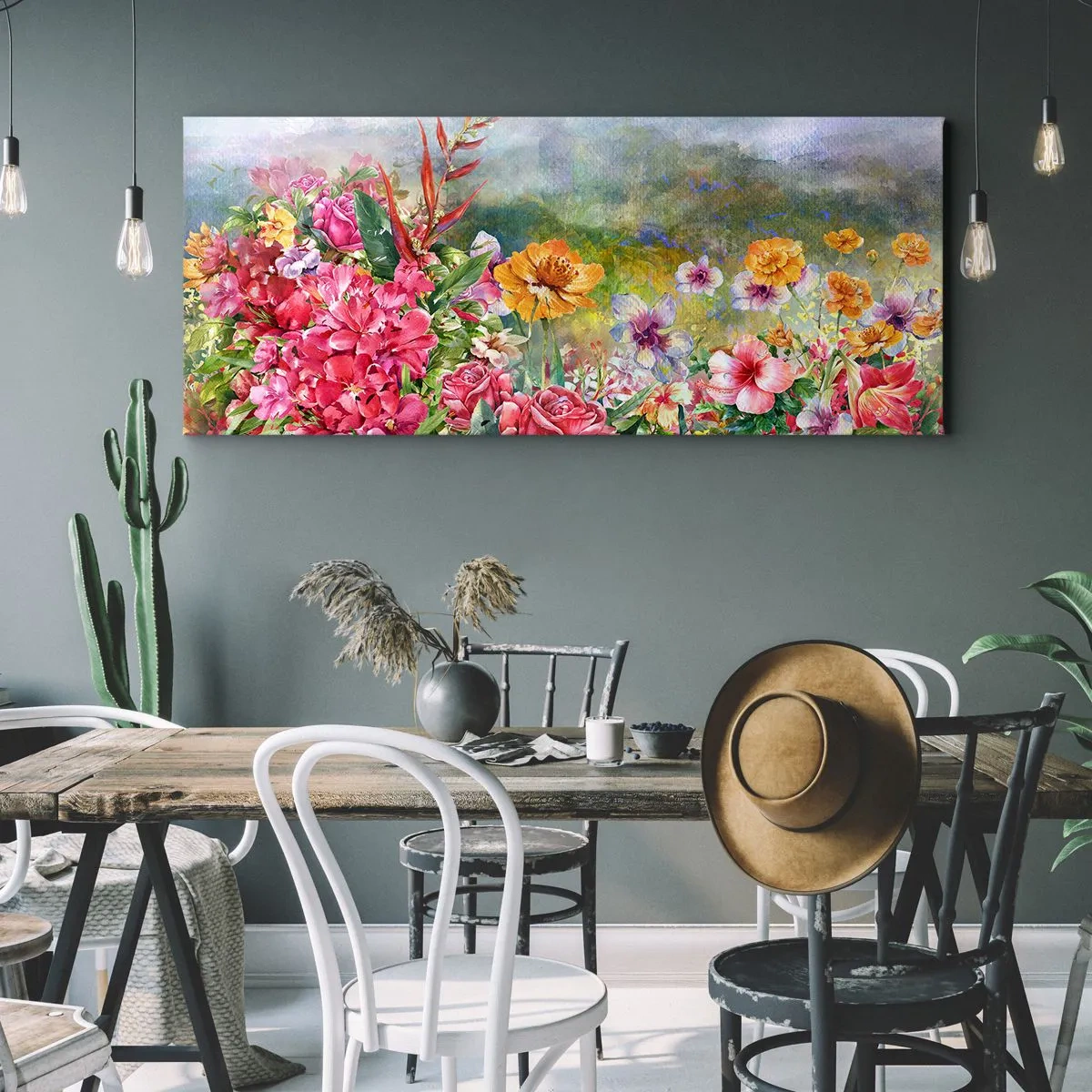Schilderen op canvas - Een tuin die gek is geworden - 120x50 cm