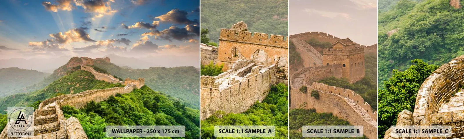 Fotobehang Staaltje Standard Eco - Eeuwige grootheid - Landschap, De Chinese muur, Azië - 100x30 cm
