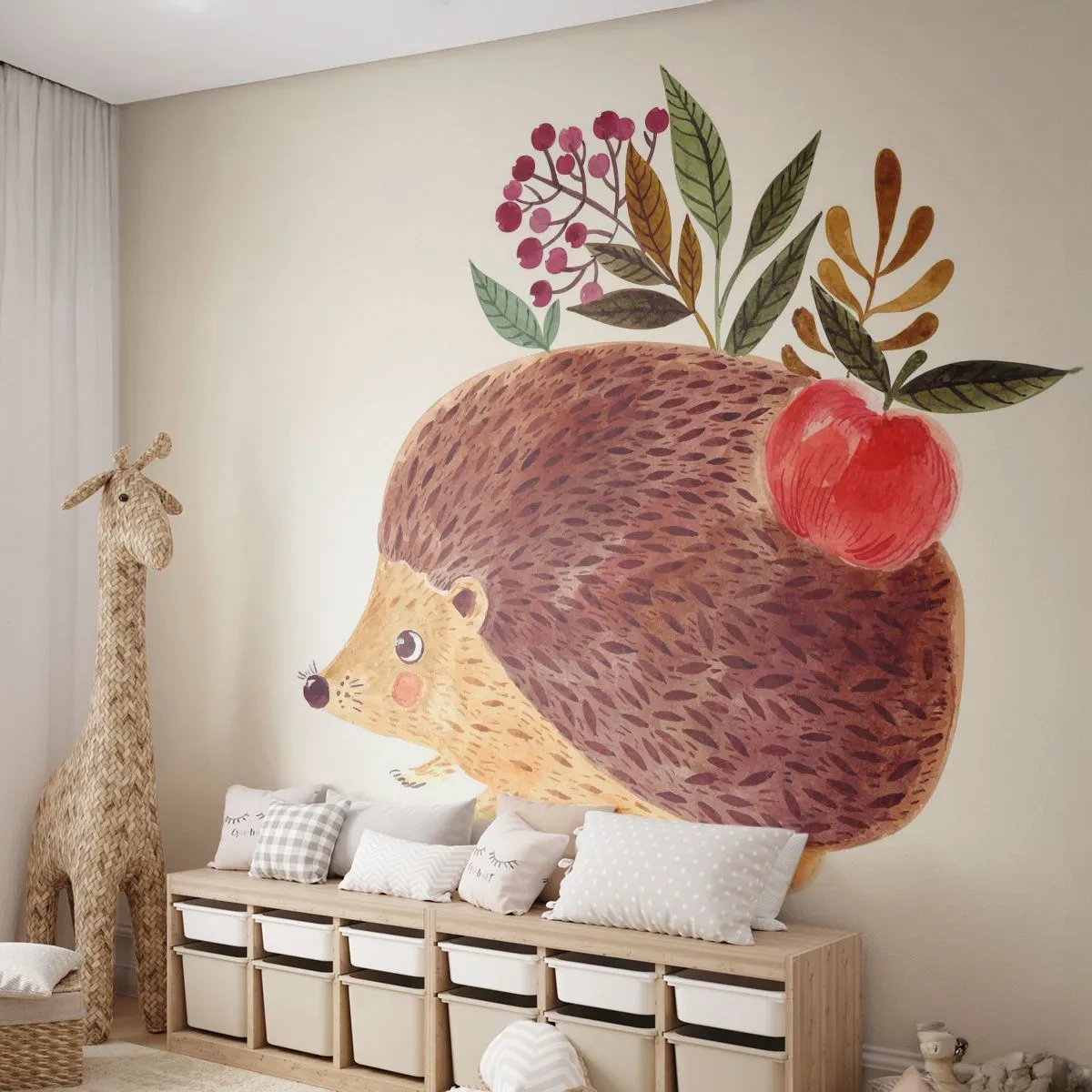 Fotobehang Premium Sand - En je vindt mij al leuk - Egel, Voor kinderen, Kinderkamer - 100x70 cm