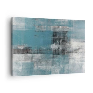 Schilderen op canvas - Een abstracte compositie in blauwtinten met textuur en lagen. - 70x50cm - Water en lucht - Moderne wanddecoratie voor woonkamer en slaapkamer ARTTOR