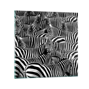 Schilderen op glas - Groepsportret met strepen - 50x50 cm