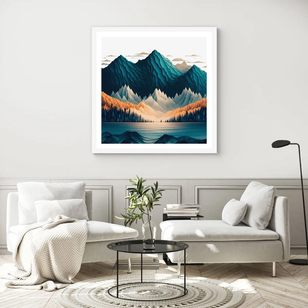 Poster in een witte lijst - Perfect berglandschap - 50x50 cm
