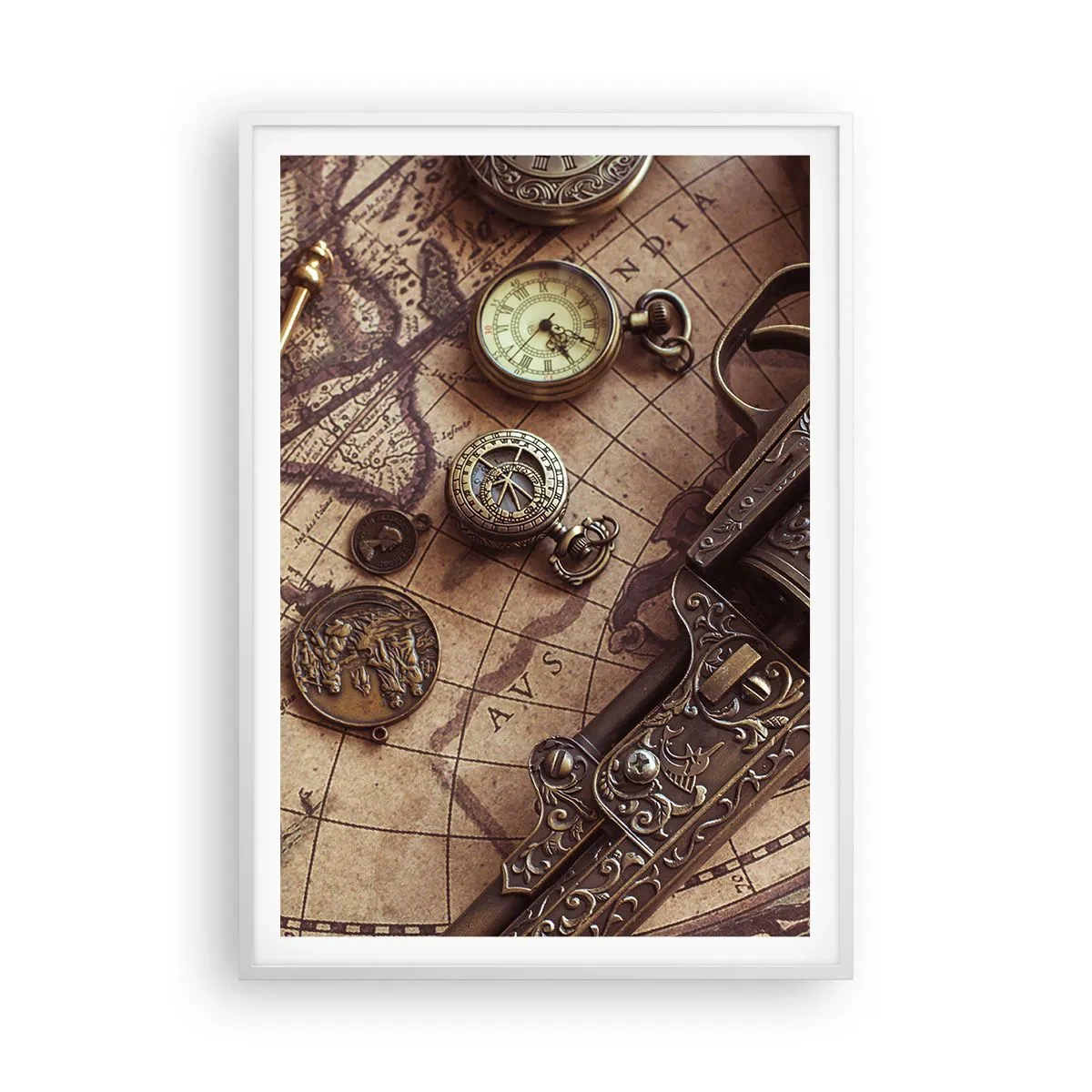 Poster in een witte lijst - Avontuur roept - 70x100 cm