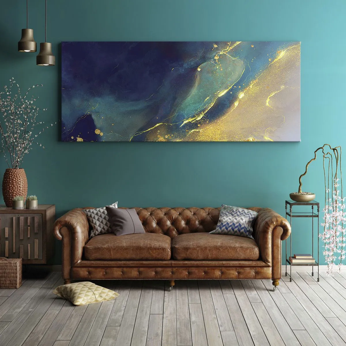 Schilderen op canvas - De gouden poel - 140x50 cm
