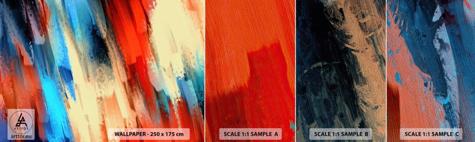 Fotobehang Monster Premium Sand - Een cascade van kleuren - Abstractie, Deel, Modern patroon - 100x30 cm