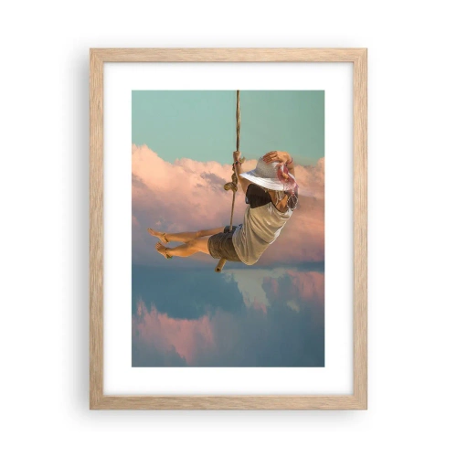 Een poster in een licht eiken lijst - Plezier in de wolken - 30x40 cm
