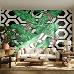 Fotobehang Standard Eco - Van nature een symmetrische compositie - Abstractie, Blad, Bloem - 350x256 cm