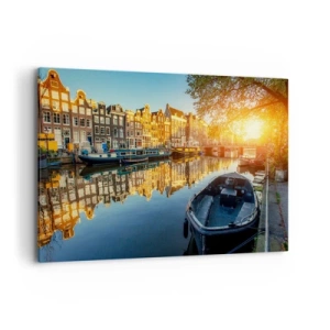 Schilderen op canvas - Ochtend in Amsterdam - 120x80 cm