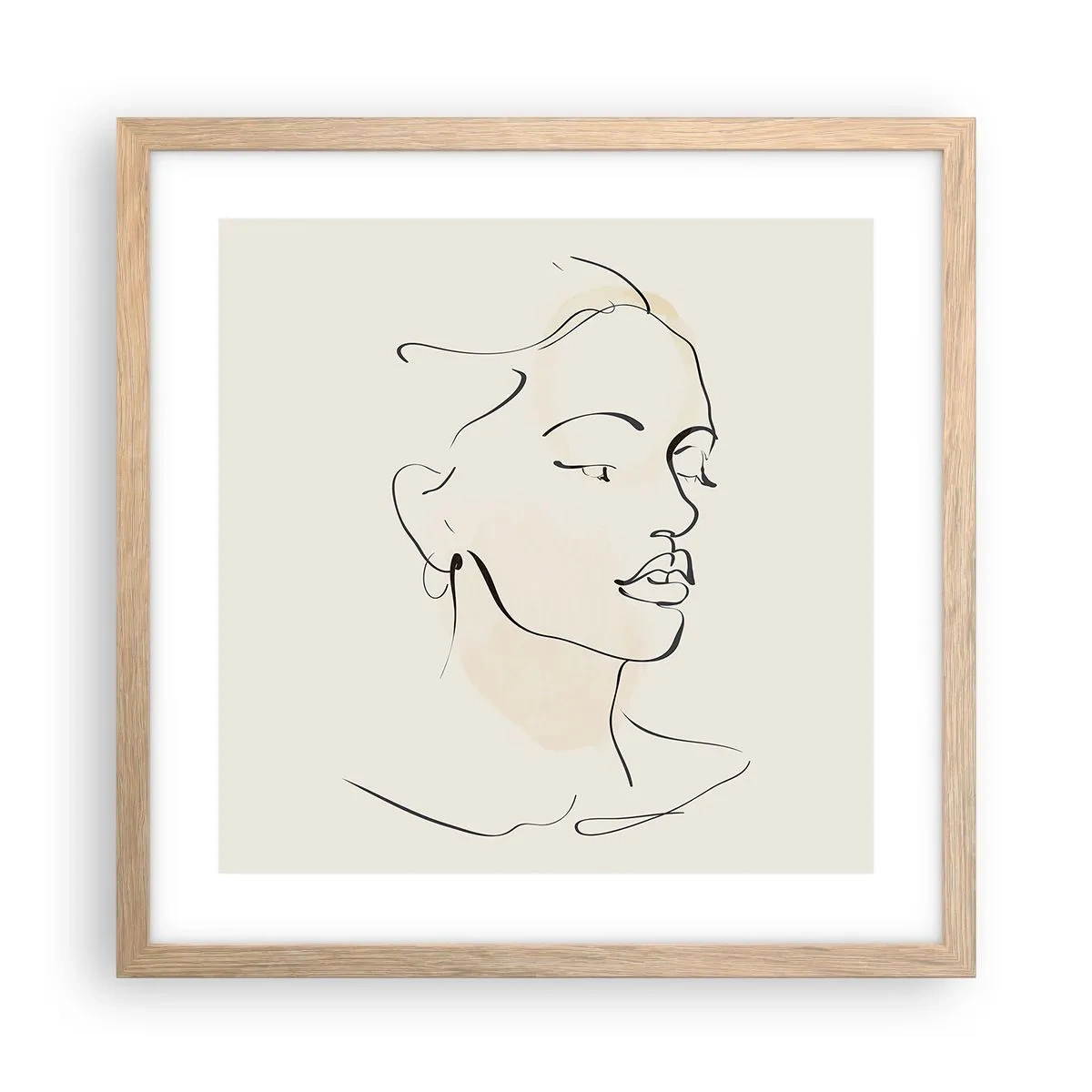 Een poster in een licht eiken lijst - Een bepaalde lijn - 40x40 cm