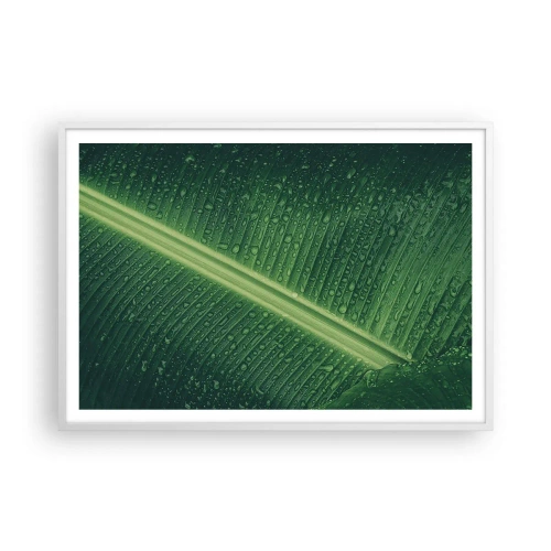 Poster in een witte lijst - De structuur van groen - 100x70 cm
