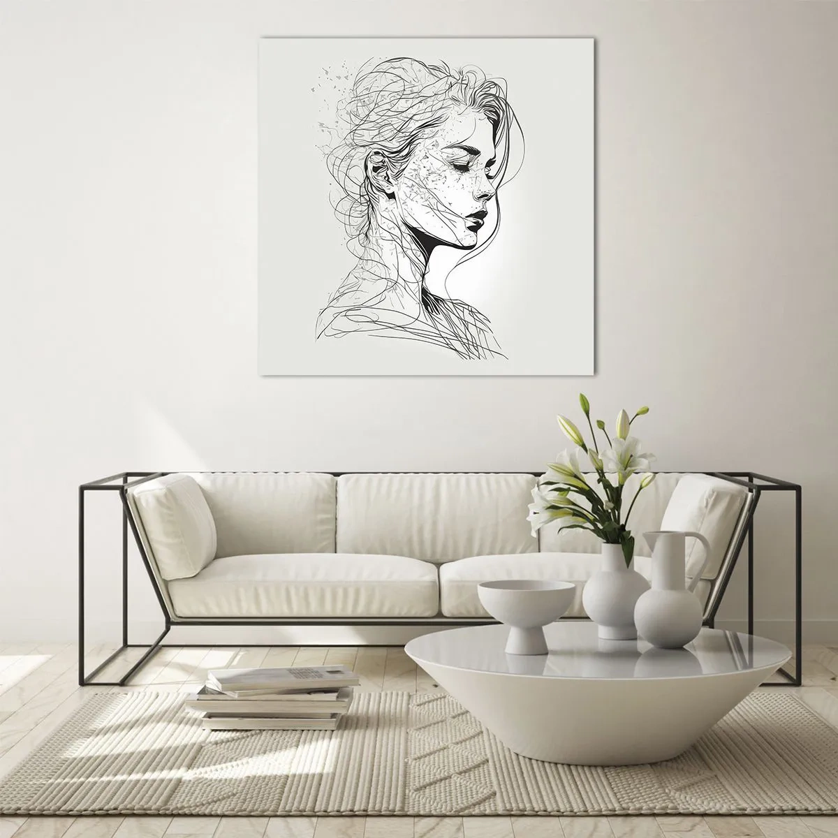 Schilderen op glas - Portret in gedachten - 70x70 cm