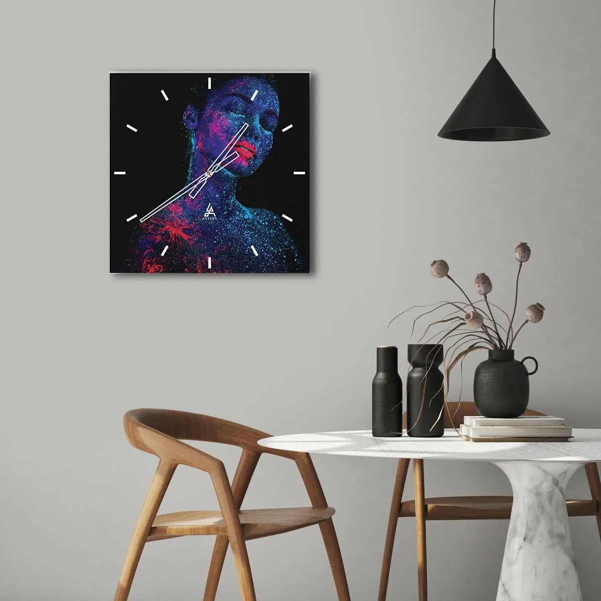 Wandklok - Klok - in sterrenstof - 40x40 cm