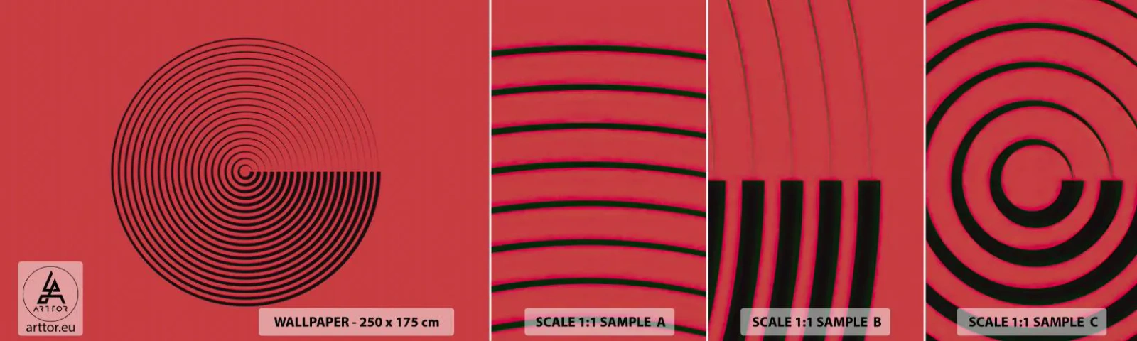 Fotobehang Monster Zelfklevend Deluxe Sticker - Circulaire beweging - Minimalisme, Wiel, Lijnen - 100x30 cm