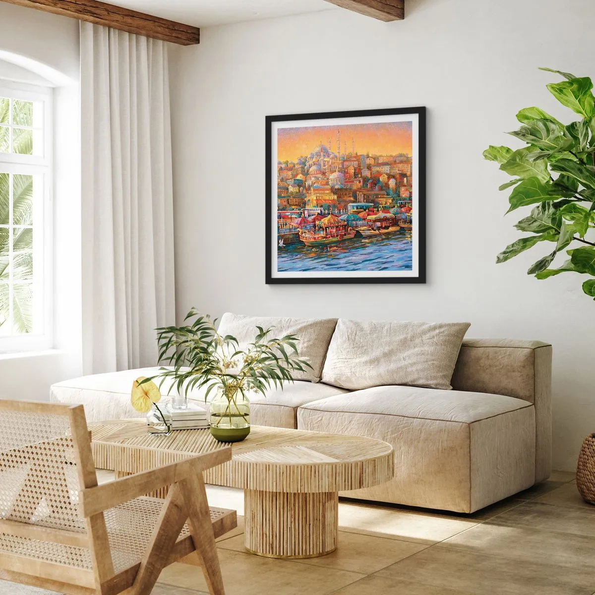 Poster in een zwarte lijst - Istanboel verhaal - 60x60 cm