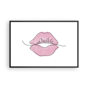 Poster in een zwarte lijst - Klaar om te kussen? - 91x61 cm