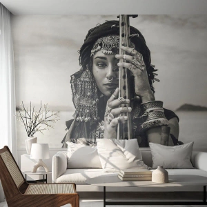 Zelfklevend Fotobehang Deluxe Sticker - De muziek van het Oosten zelf - Vrouw, Boho, Juwelen - 100x70 cm