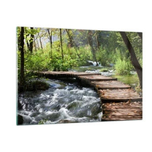 Schilderen op glas - Boven de schuimige waterval - 120x80 cm