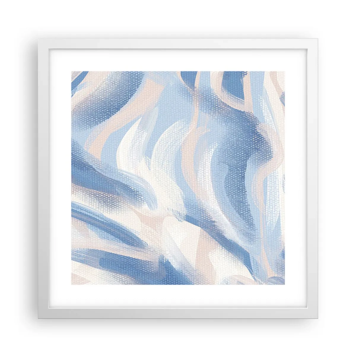 Poster in een witte lijst - Blauwe golven - 40x40 cm