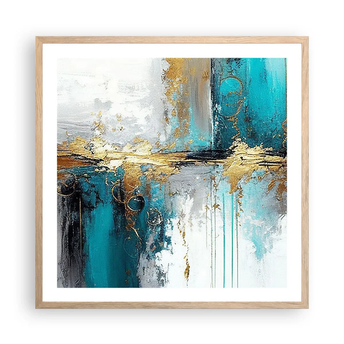 Een poster in een licht eiken lijst - Alles vloeit - 60x60 cm