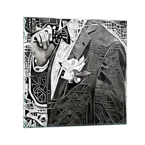 Schilderen op glas - Alleen een ogenschijnlijk grijze man - 70x70 cm