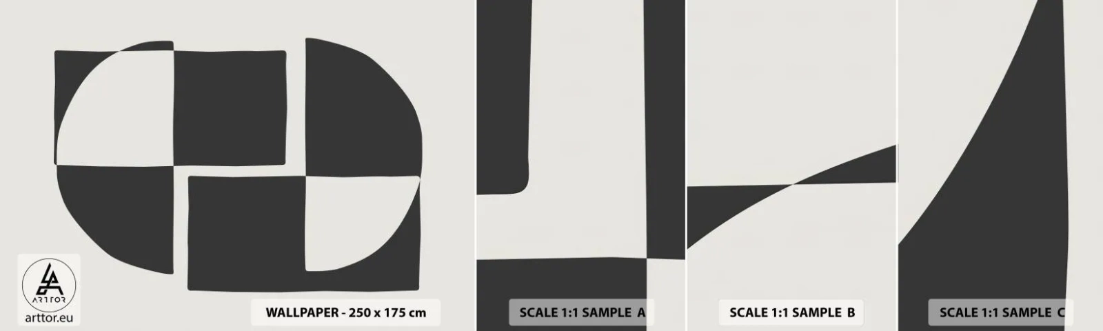 Fotobehang Monster Zelfklevend Deluxe Sticker - Antithese - synthese - Abstractie, Deel, Zwart en wit - 100x30 cm