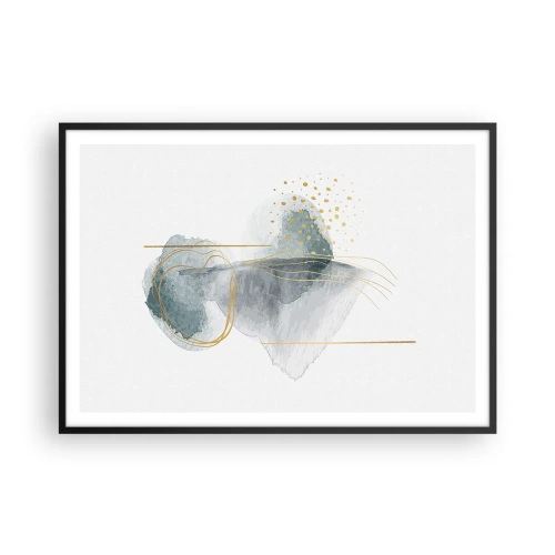 Poster in een zwarte lijst - Over de relatie tussen grijs en goud - 100x70 cm