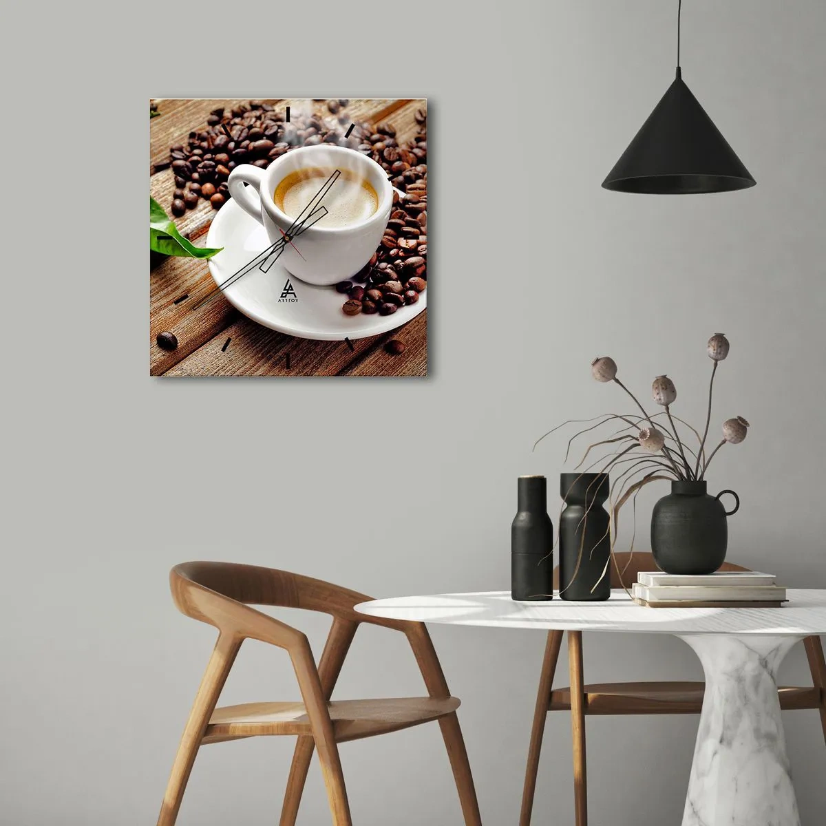 Wandklok - Klok - Koffie op de bank - 30x30 cm