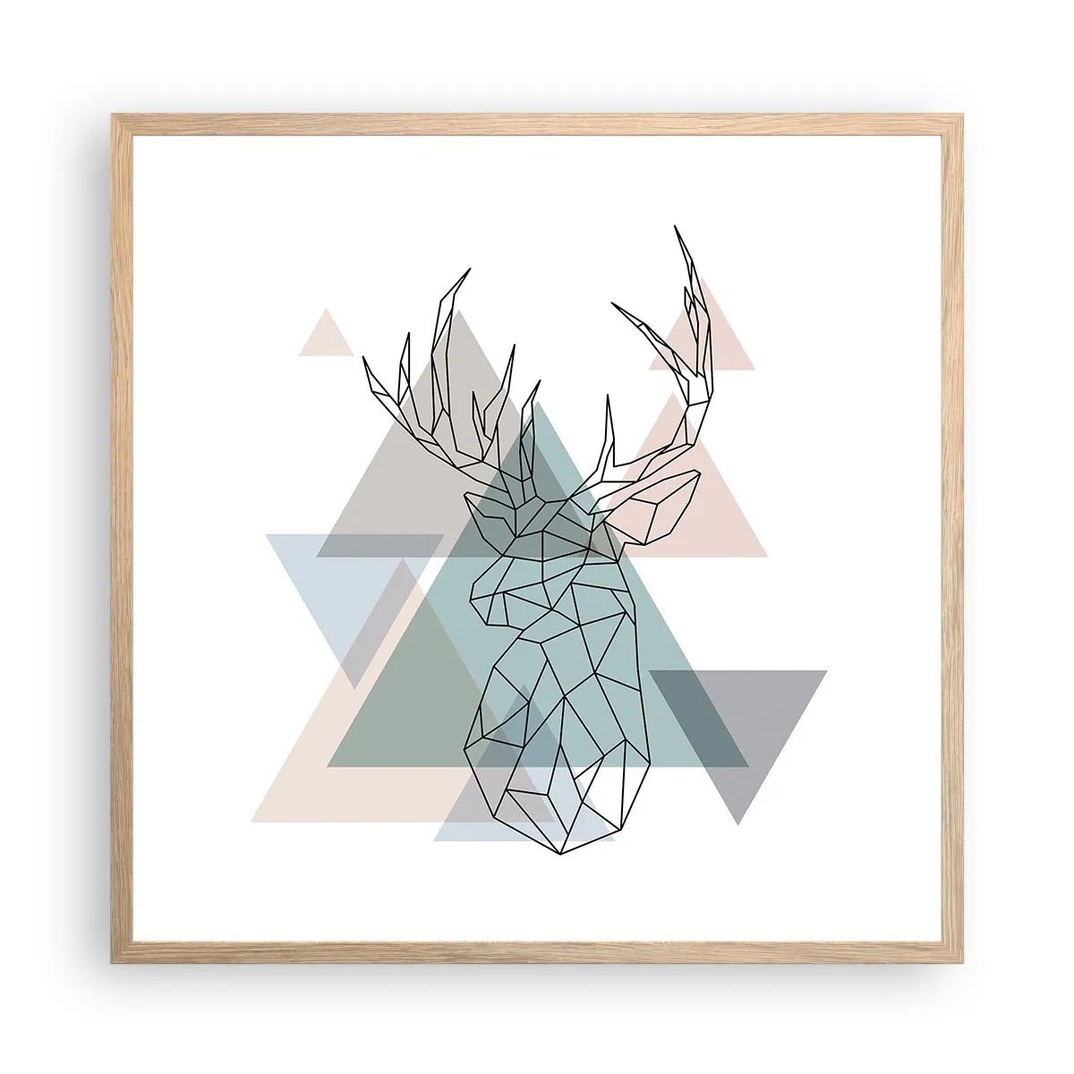 Een poster in een licht eiken lijst - In een geometrisch bos - 60x60 cm
