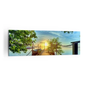 Schilderen op canvas - Zonsondergang boven het water - 160x50 cm