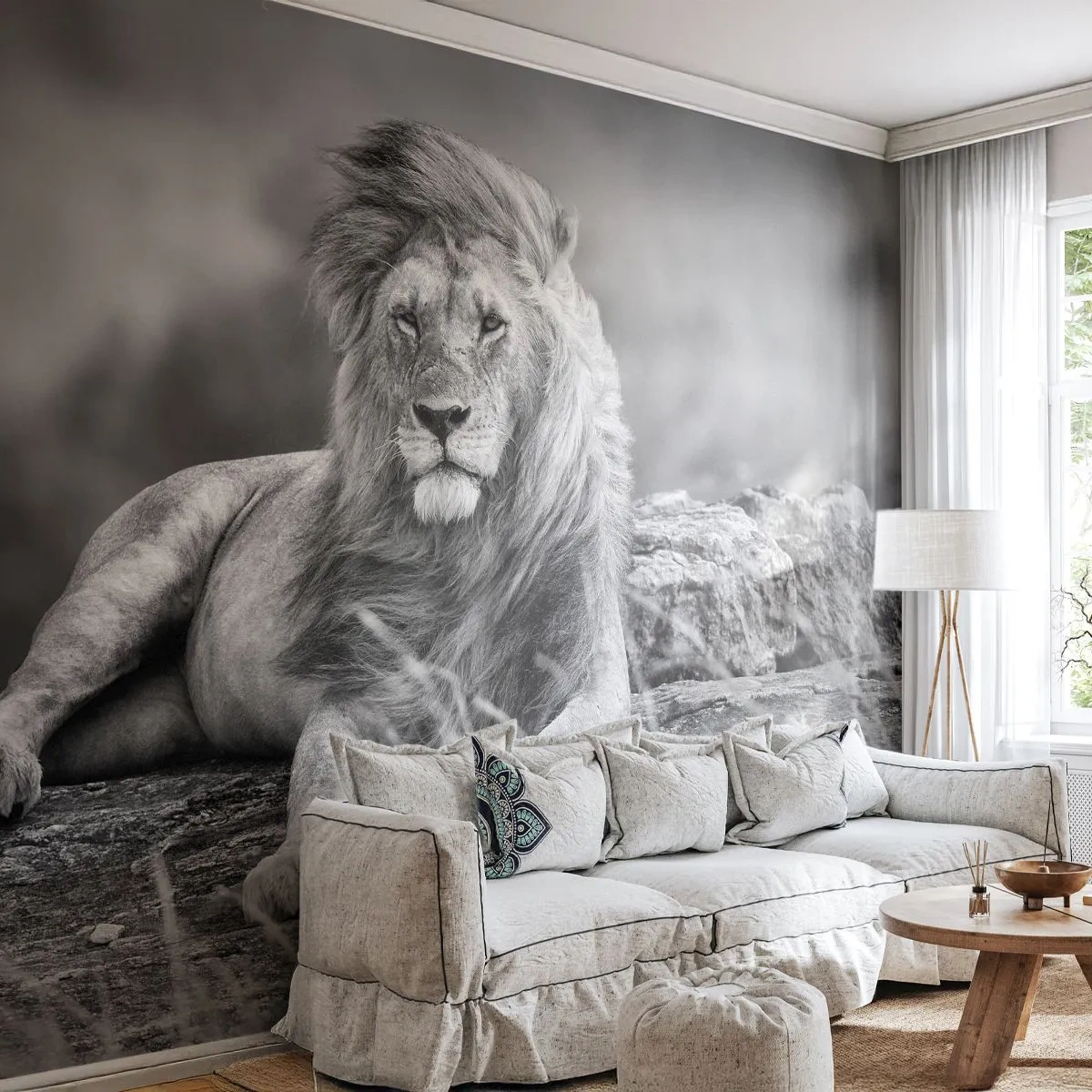 Zelfklevend Fotobehang Deluxe Sticker - Koninklijke siësta - Leeuw, Dieren, Natuur - 250x175 cm