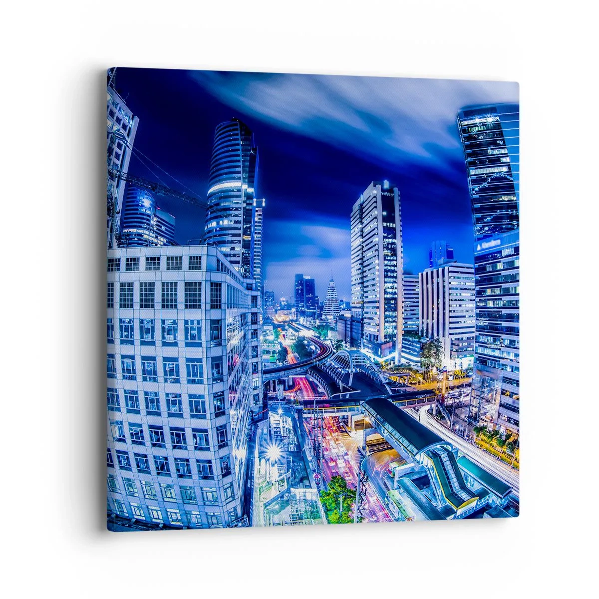 Schilderen op canvas - Ritmes van de nachtstad - 40x40 cm
