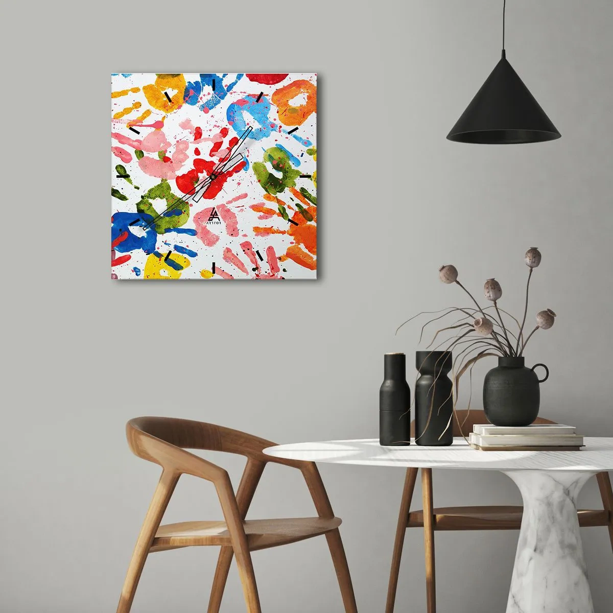 Wandklok - Klok - Volg de voetstappen - 30x30 cm