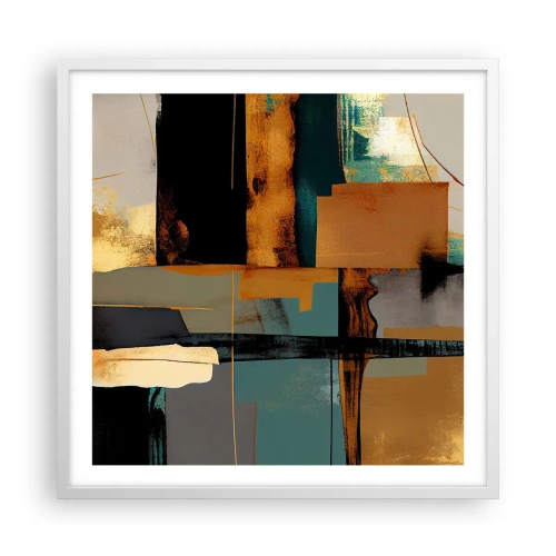 Poster in een witte lijst - Abstractie – licht en schaduw - 60x60 cm