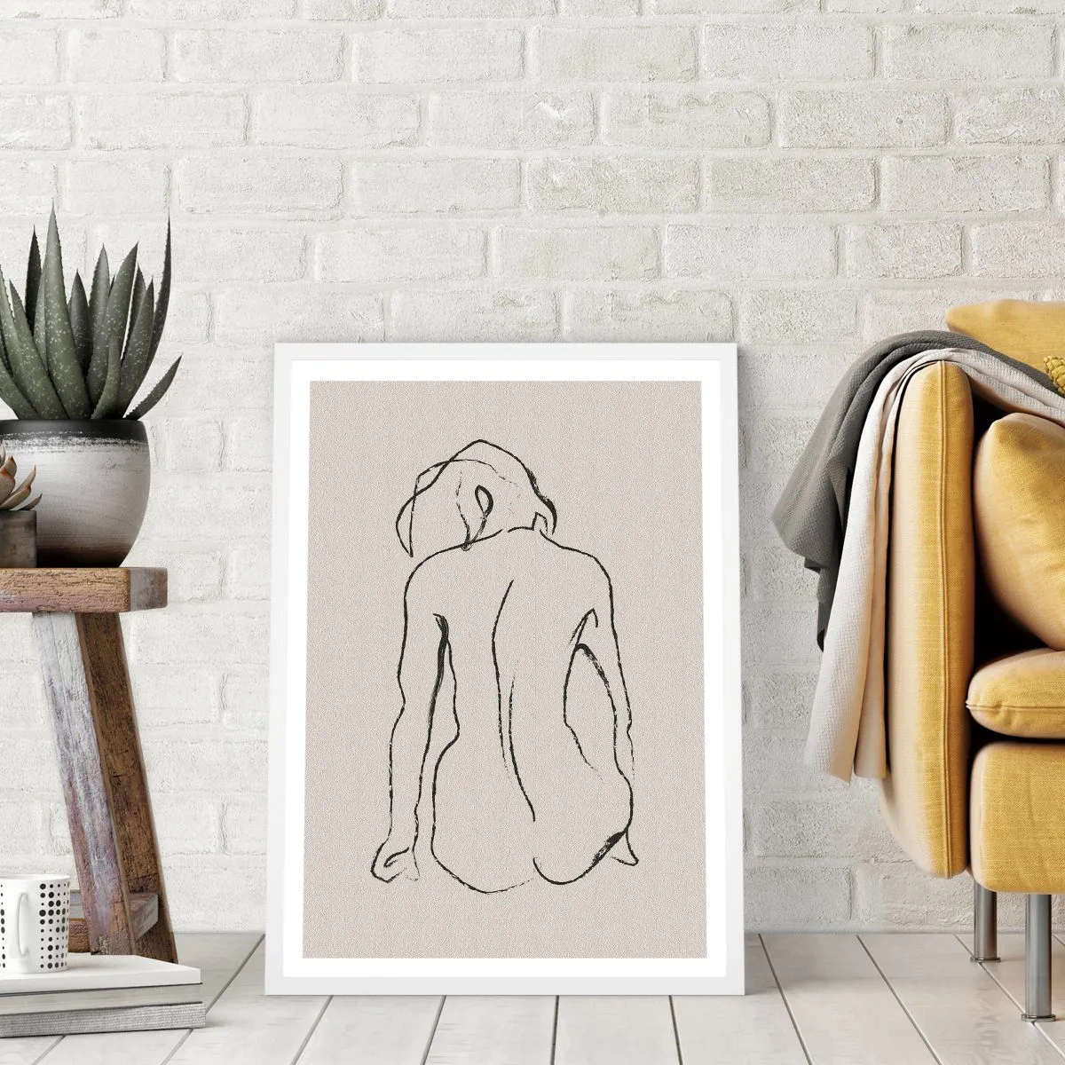 Poster in een witte lijst - Naakt meisje - 40x50 cm