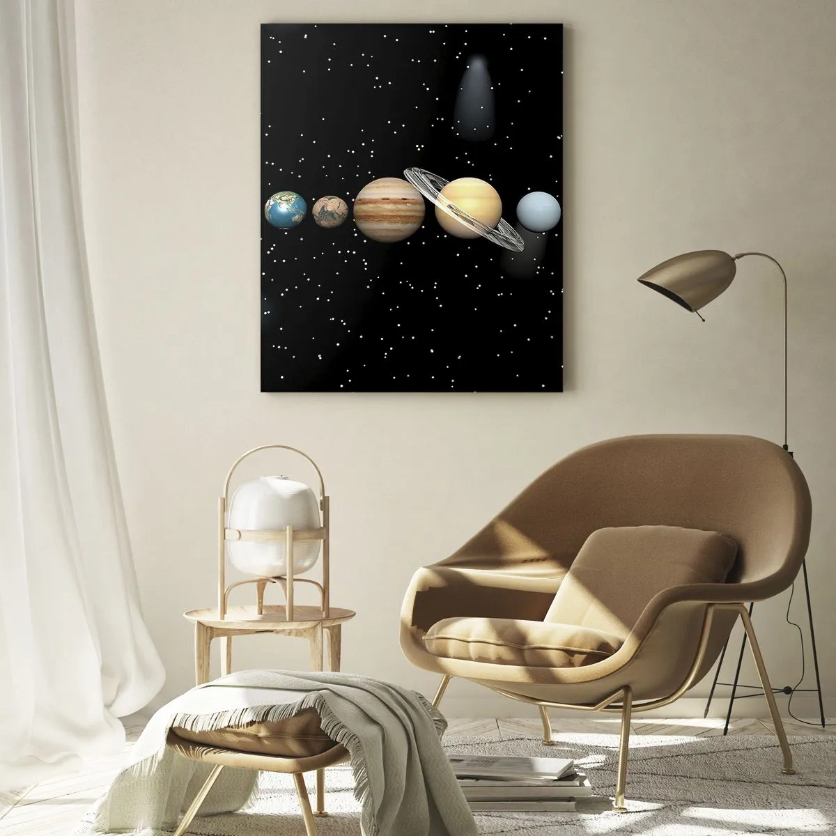 Schilderen op glas - En de planeten razen, razen...  - 50x70 cm