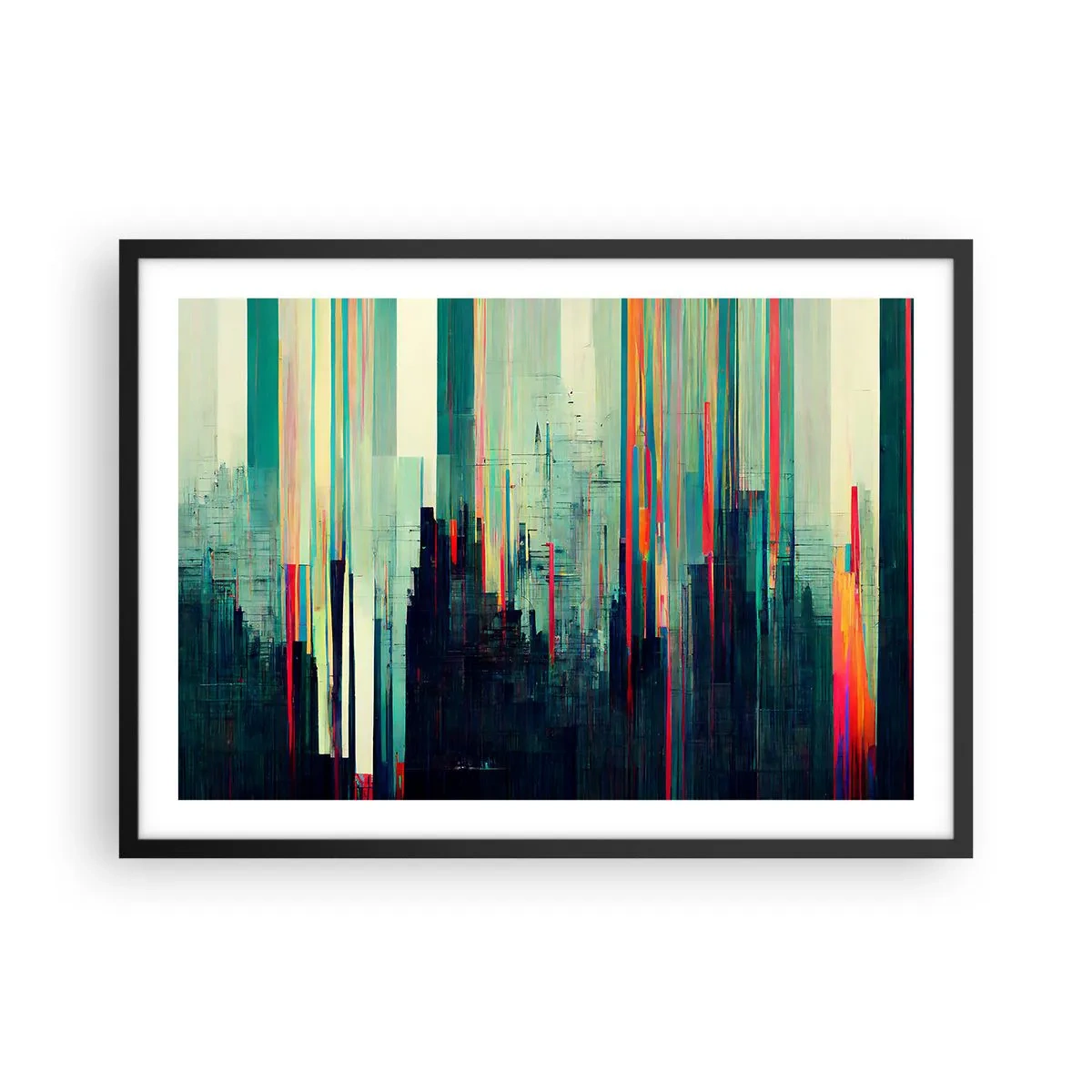 Poster in een zwarte lijst - Futuristische stad - 70x50 cm