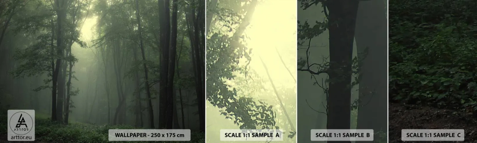 Fotobehang Monster Zelfklevend Deluxe Sticker - Voordat hij wakker wordt - Landschap, Woud, Natuur - 100x30 cm