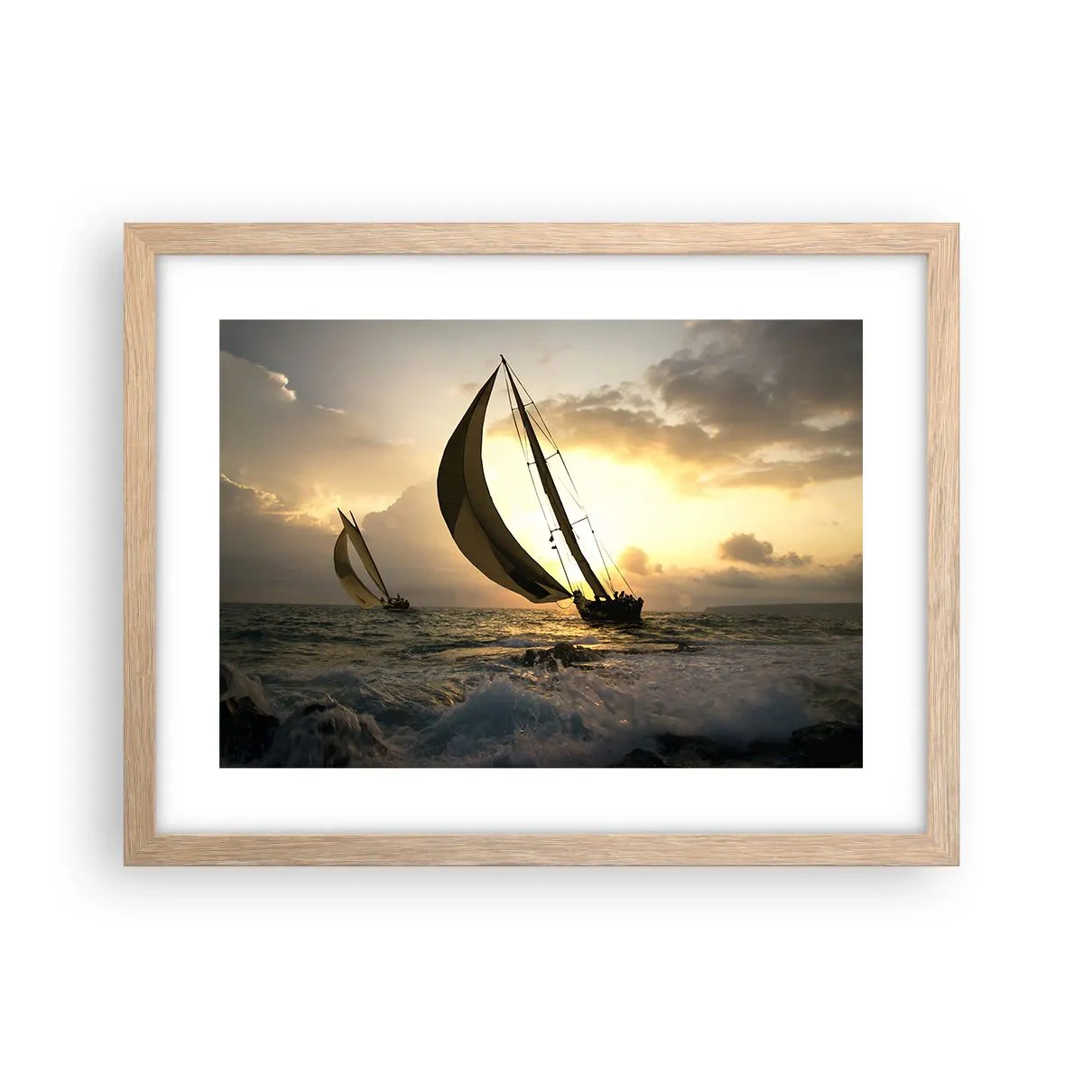 Een poster in een licht eiken lijst - Met de wind en tegen de wind - 40x30 cm