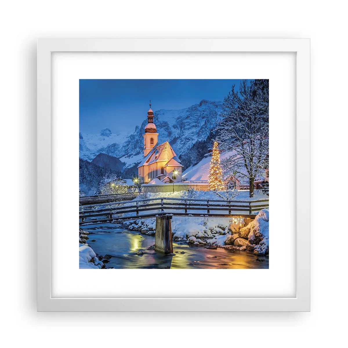 Poster in een witte lijst - Kerstgeest - 30x30 cm