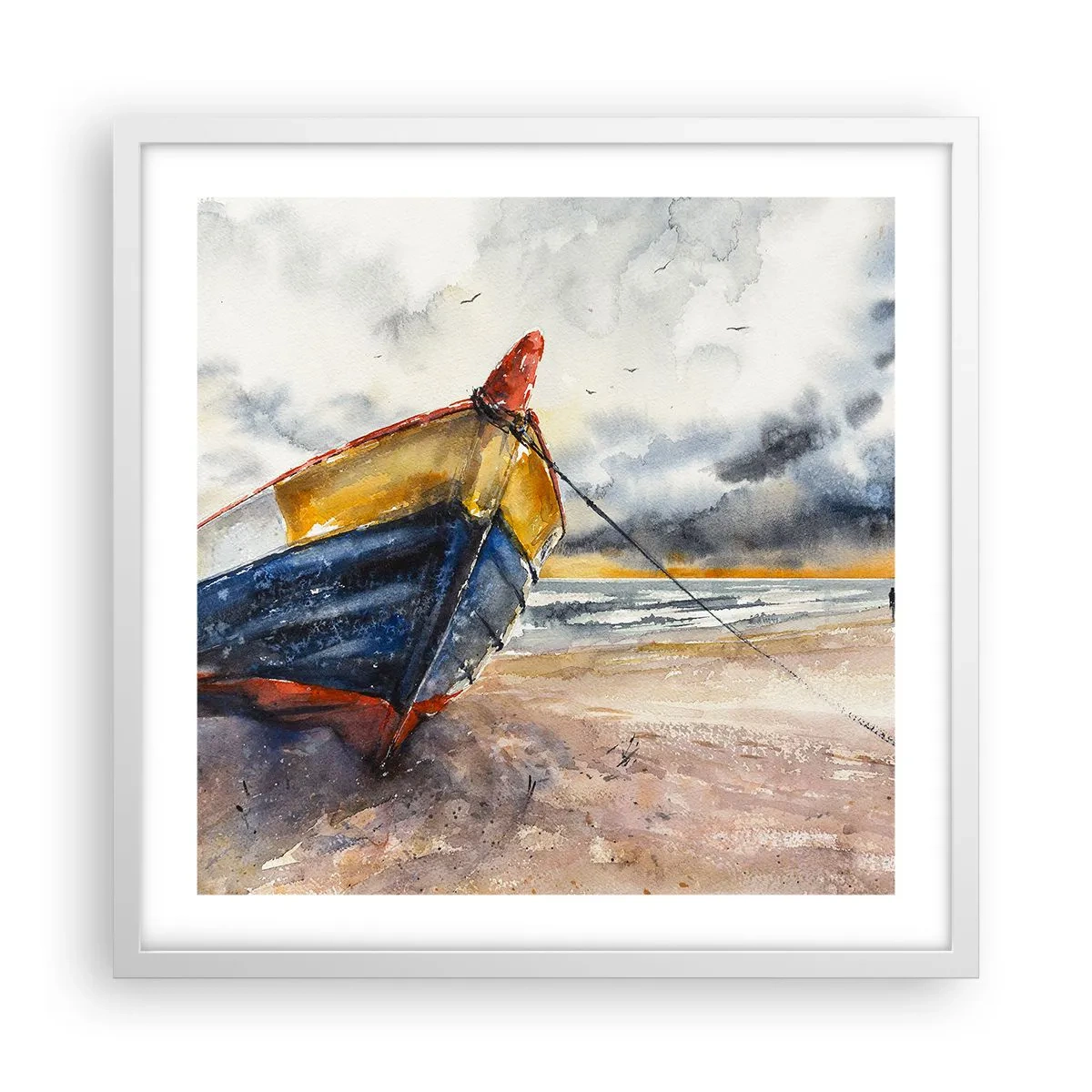 Poster in een witte lijst - Rust aan de kust - 50x50 cm