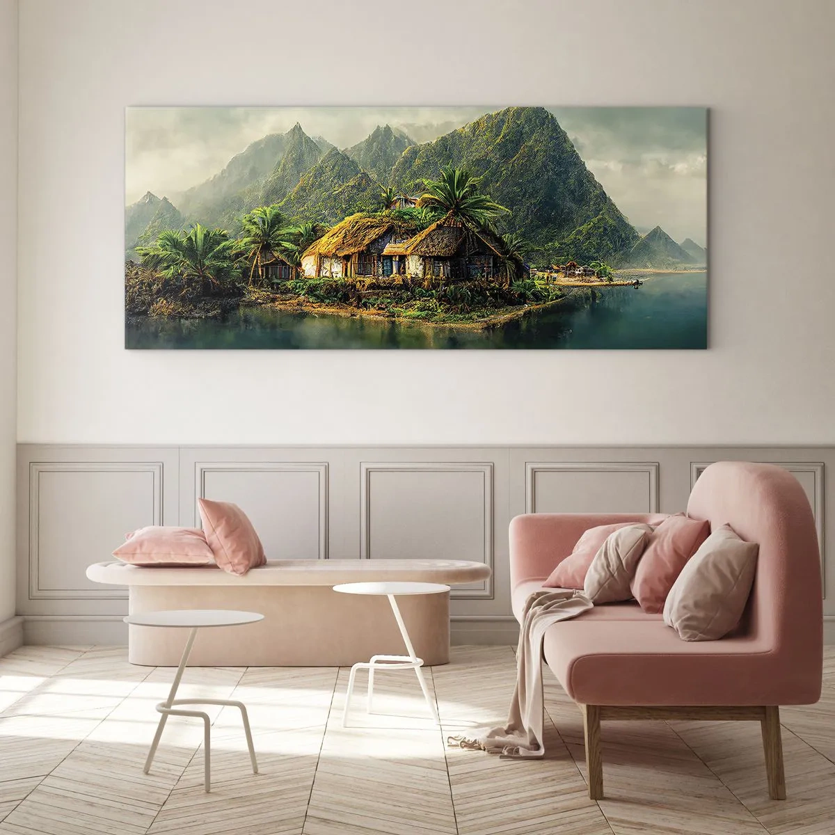 Schilderen op glas - Tropisch paradijs - 90x30 cm