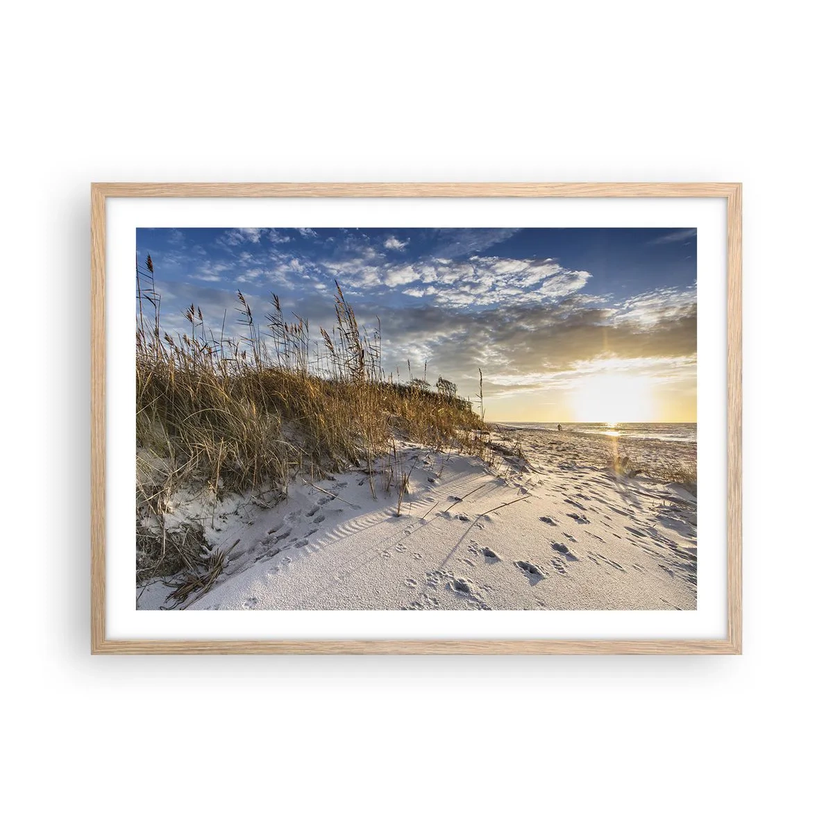 Een poster in een licht eiken lijst - Een uitnodiging voor een wandeling - 70x50 cm