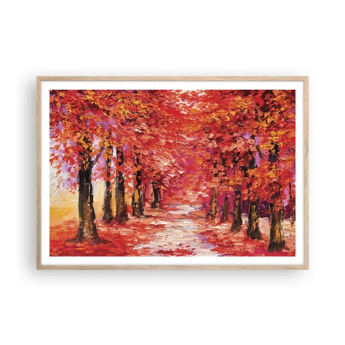 Een poster in een licht eiken lijst - Herfst impressie - 100x70 cm