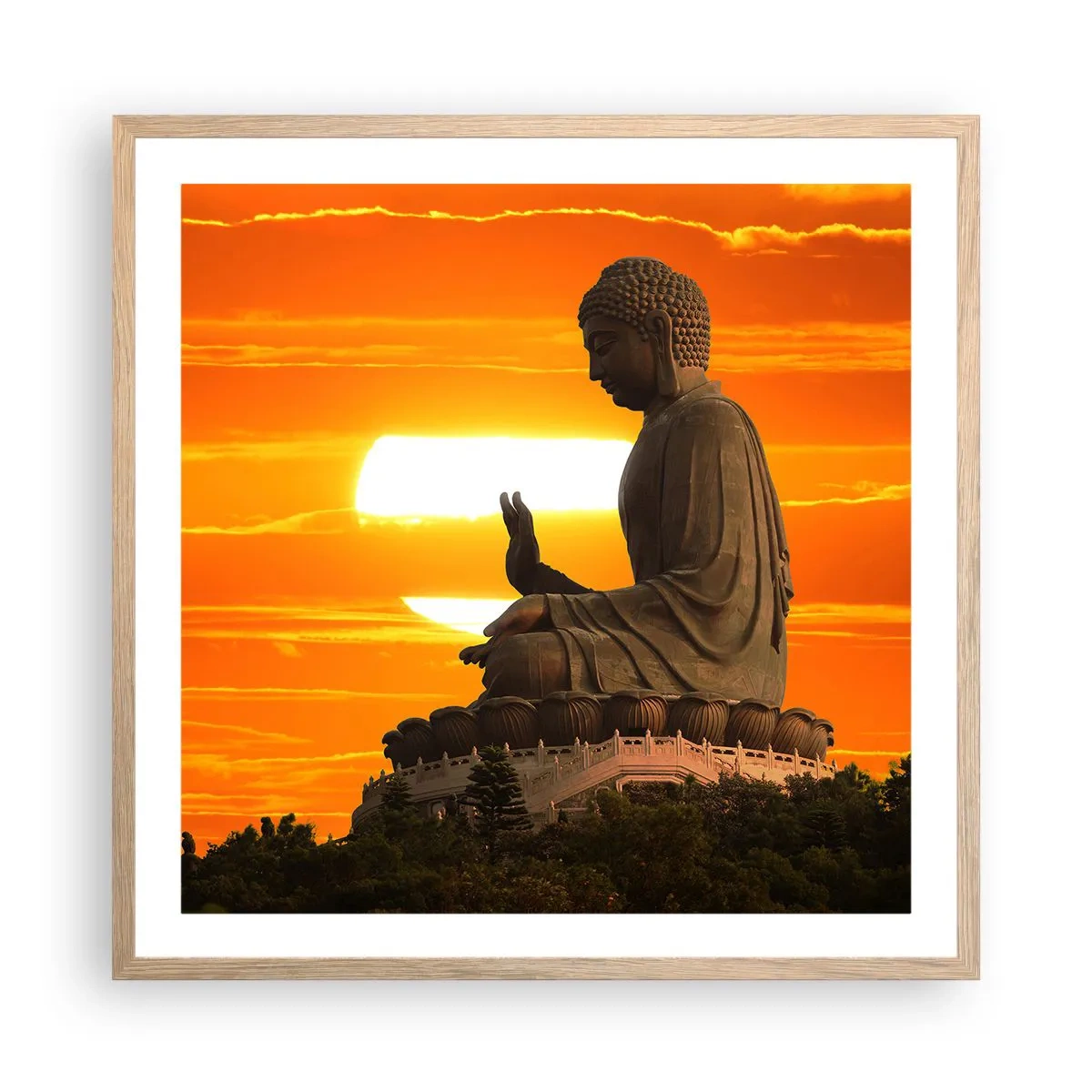 Een poster in een licht eiken lijst - Geen angst voor de wereld - 60x60 cm