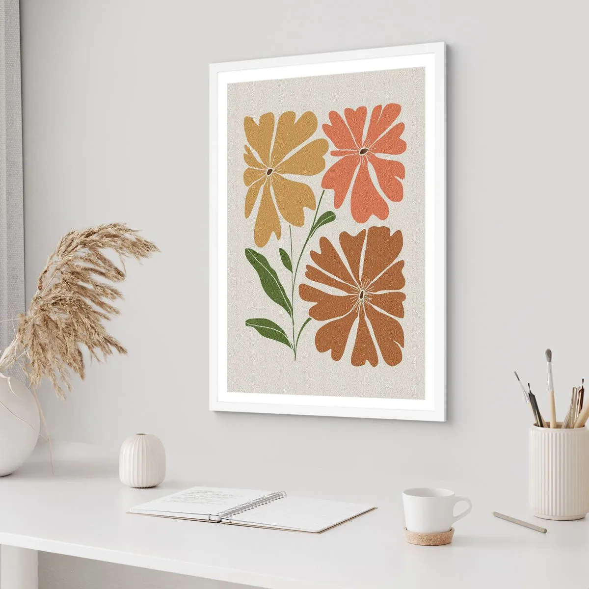 Poster in een witte lijst - Natuur en geometrie - 70x100 cm